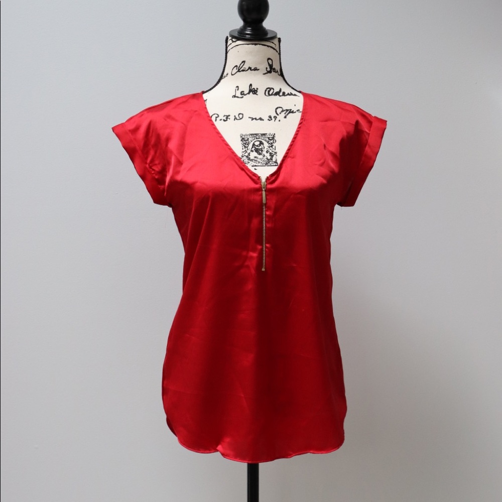 Express Satin Red Blouse